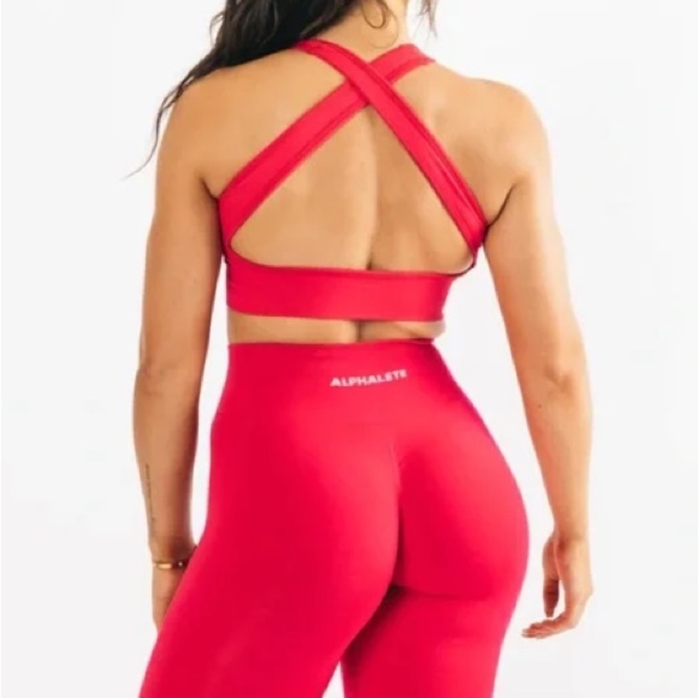 NWT Alphalete Red Vault Open Criss-Cross back Sports Bra